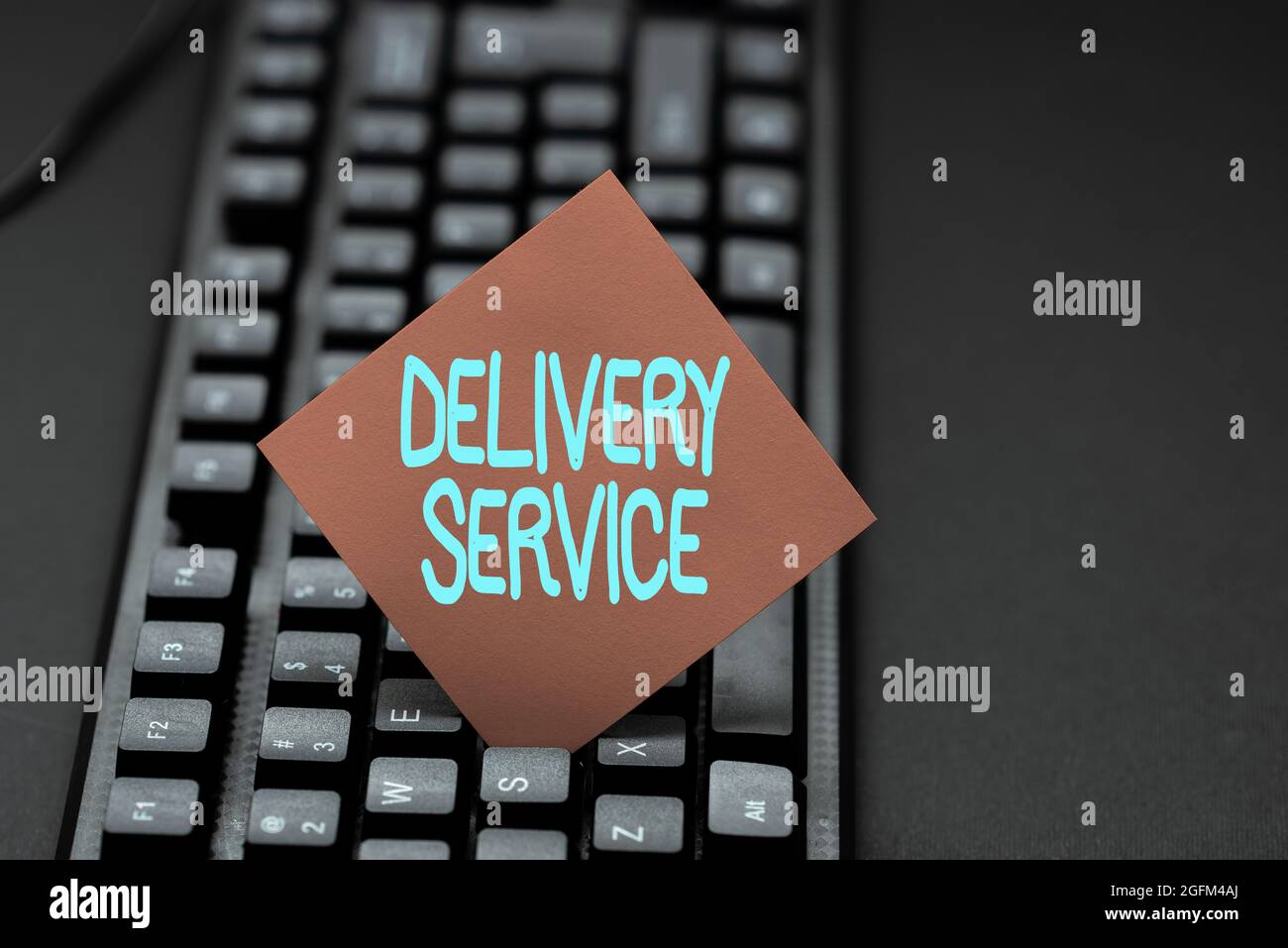 Conceptual caption Delivery Service. Concept meaning the act of