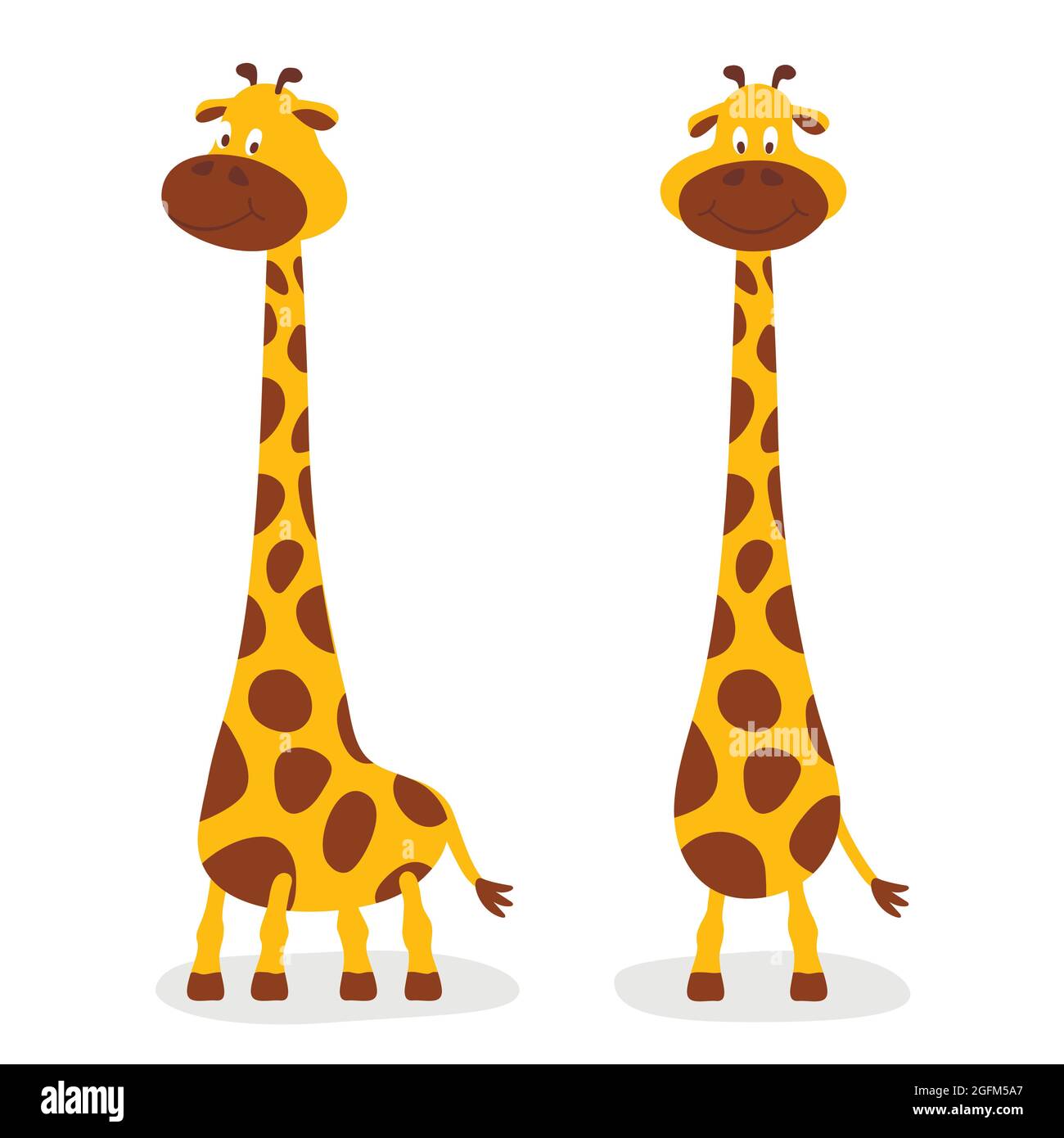 Vector Cartoon Cute Giraffe Baby Set Isolated. Two Full Length Giraffes,  Design Template for Print, Card, Growth Meter. Child, Kid Concept. Tall  Funny Stock Vector Image & Art - Alamy