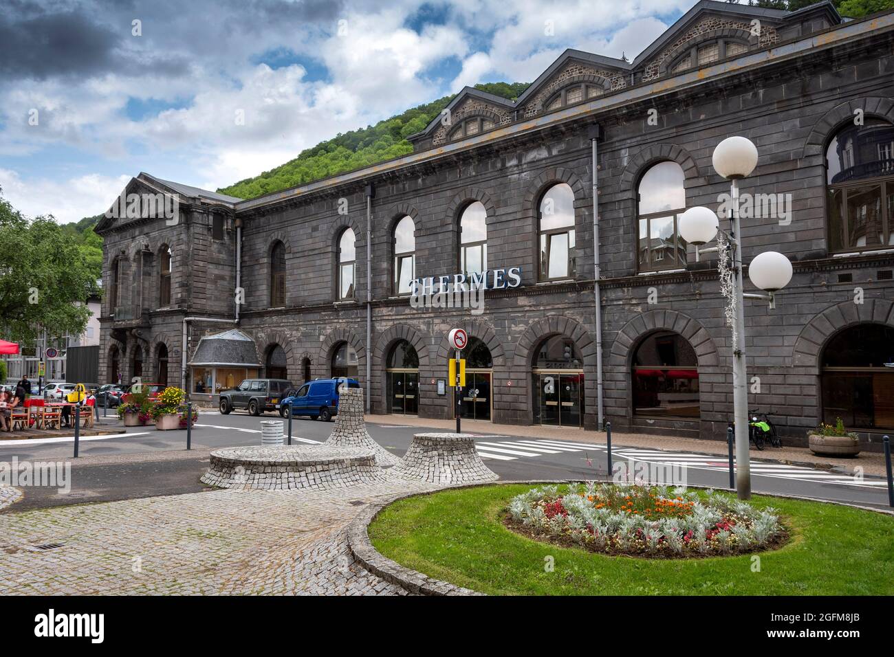 The Spa building in the Neo-Byzantine style at Le Mont-Dore, Auvergne Volcanoes Natural Park, Puy de Dome department, Auvergne Rhone Alpes, France Stock Photo