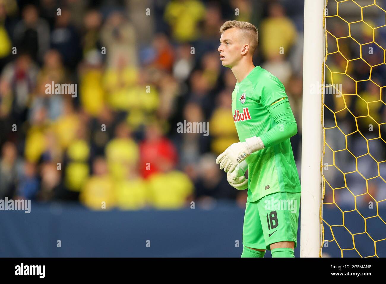 Broendby, Denmark. 25th Aug, 2021. Goalkeeper Philipp Köhn (18) of FC Red Bull Salzburg seen during the UEFA Champions League qualification match between Broendby IF and FC Red Bull Salzburg at Broendby Stadion in Broendby. (Photo Credit: Gonzales Photo/Alamy Live News Stock Photo