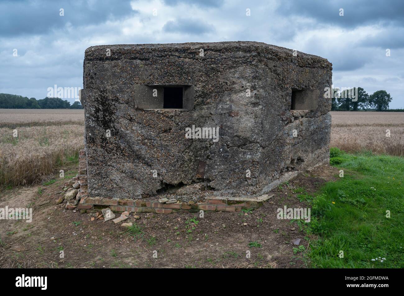 A second world war pill box in the middle of the countryside in norfolk