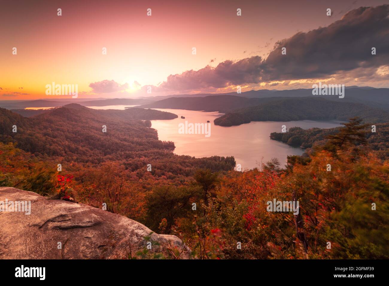 Lake Jocassee, South Carolina, USA in early autumn. Stock Photo