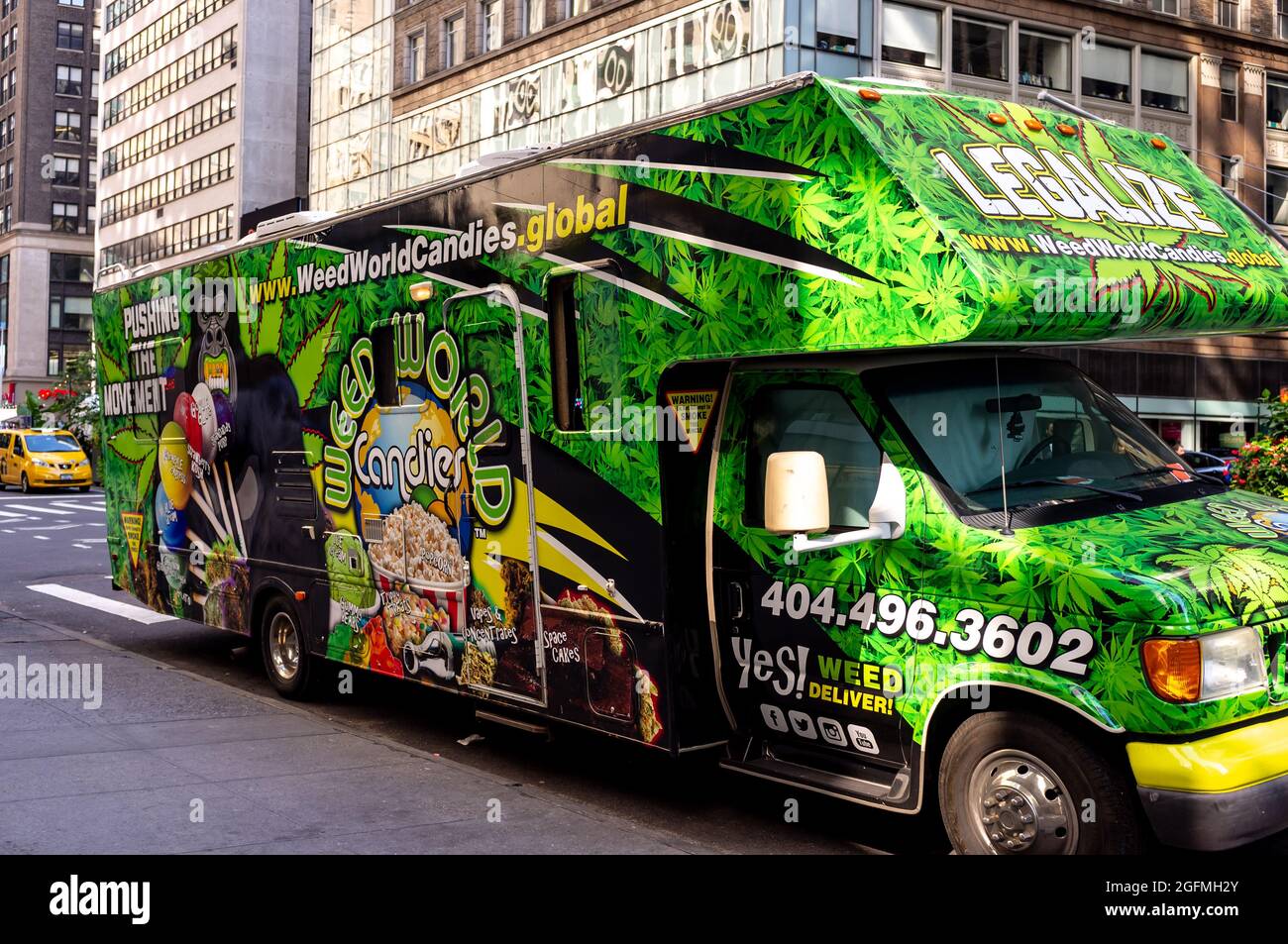 cannabis weed truck in New York City avenue Stock Photo Alamy