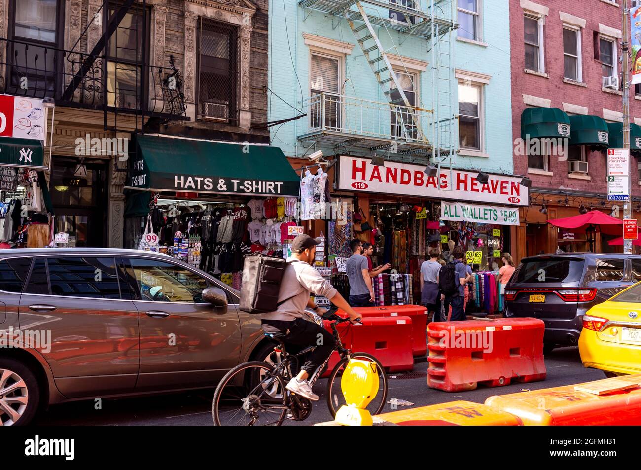 crowds in shops and street in Little Italy, New York City Stock Photo