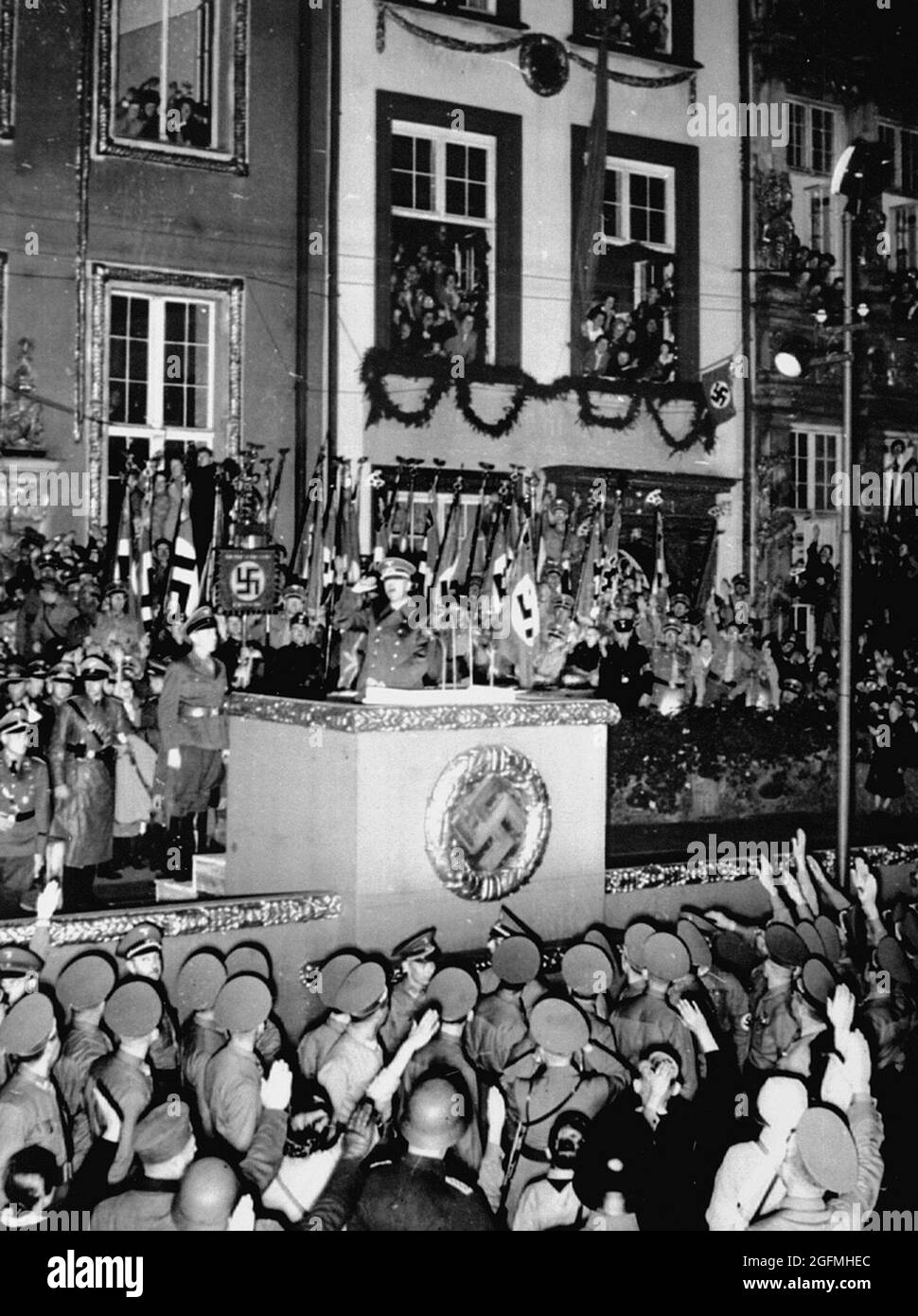 Hitler speaking to the public in Danzig on September 19, 1939 Stock Photo