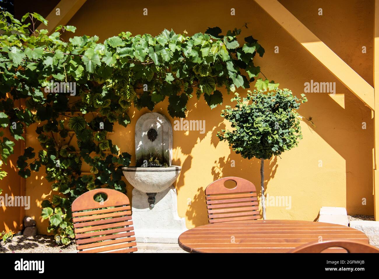 Mediterranean architecture with green plants Stock Photo - Alamy