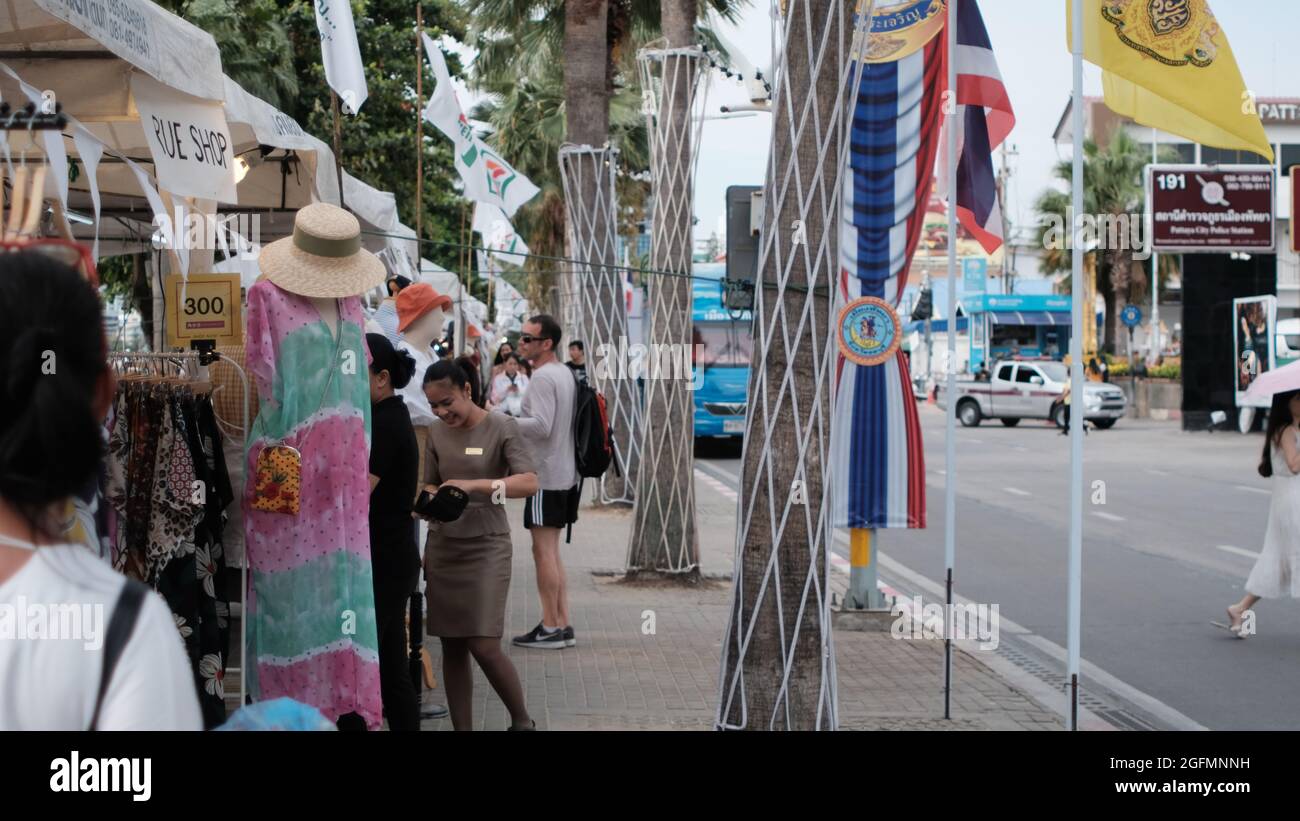 No Mask The Good Life Pre -Pandemic May 24 2019 Beach Road Pattaya Thailand Sidewalk Event Having Fun True Fact Stock Photo