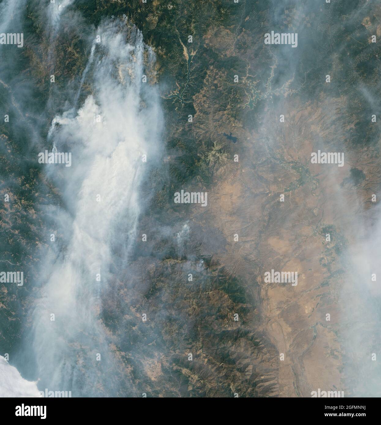 More than 11,000 firefighters are deployed in northern California battling these and several other fires. On August 19, the Operational Land Imager (OLI) on Landsat 8 acquired a closer view (second image) of two blazes—the Monument and McFarland fires, the second- and third-largest fires currently burning in California. The McFarland fire was 52 percent contained on August 20; the Monument fire was 10 percent contained.  Emissions from California’s wildfires are adding up. According to Mark Parrington, a scientist with the European Centre for Medium-Range Weather Forecasts, estimates of carbon Stock Photo