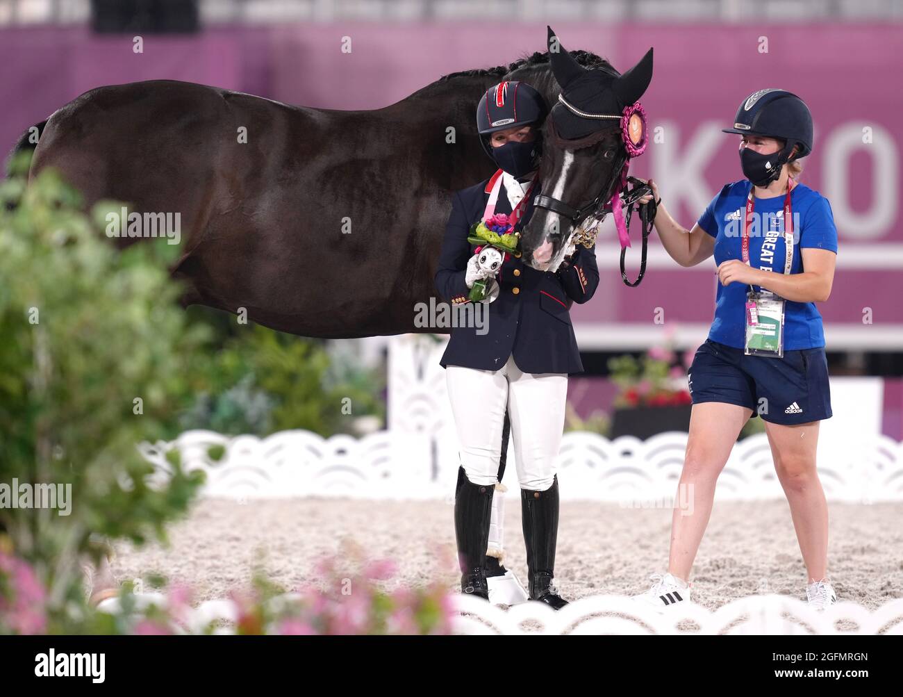 Great Britain's Sophie Wells and her horse Don Cara .m after winning ...