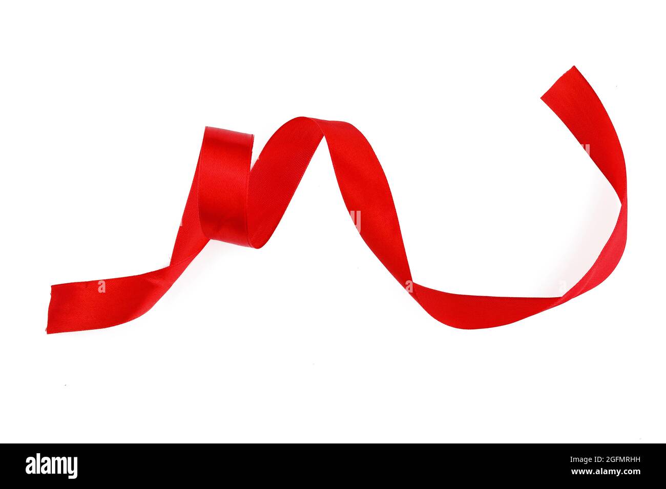 Shiny red satin ribbon isolated on white background Stock Photo - Alamy