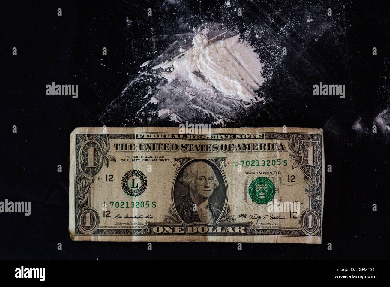 one dollar and cocaine Stock Photo
