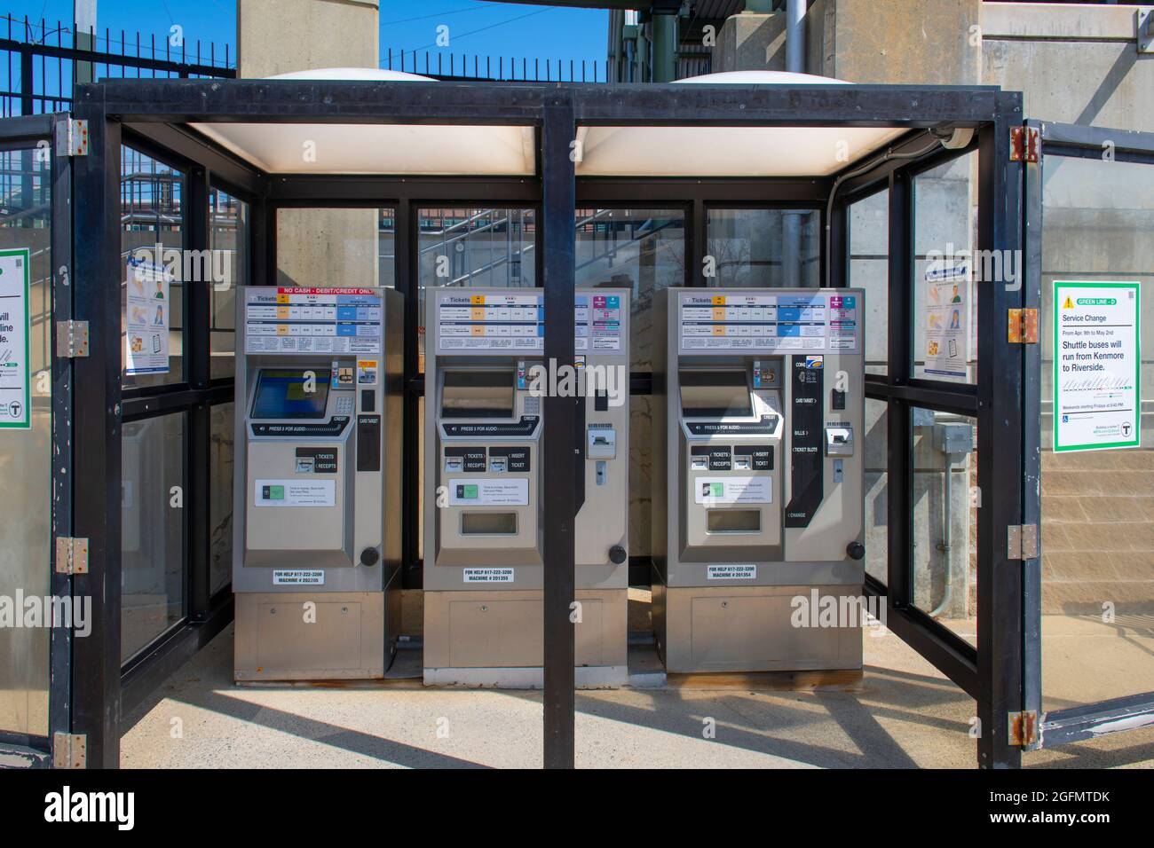 Boston Metro MBTA Fare Vending Machine at Green Line Riverside terminal