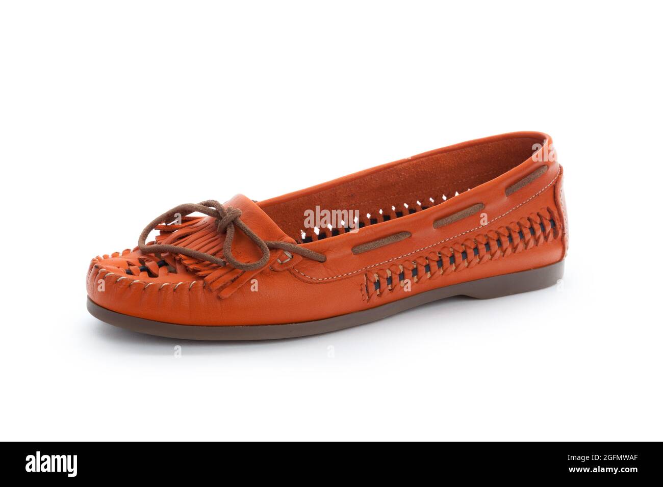 Female summer flat shoes isolated on white background Stock Photo - Alamy