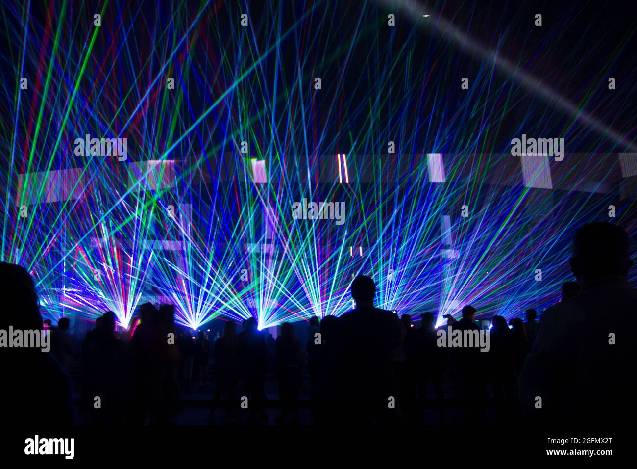 blue laser lights Stock Photo Alamy