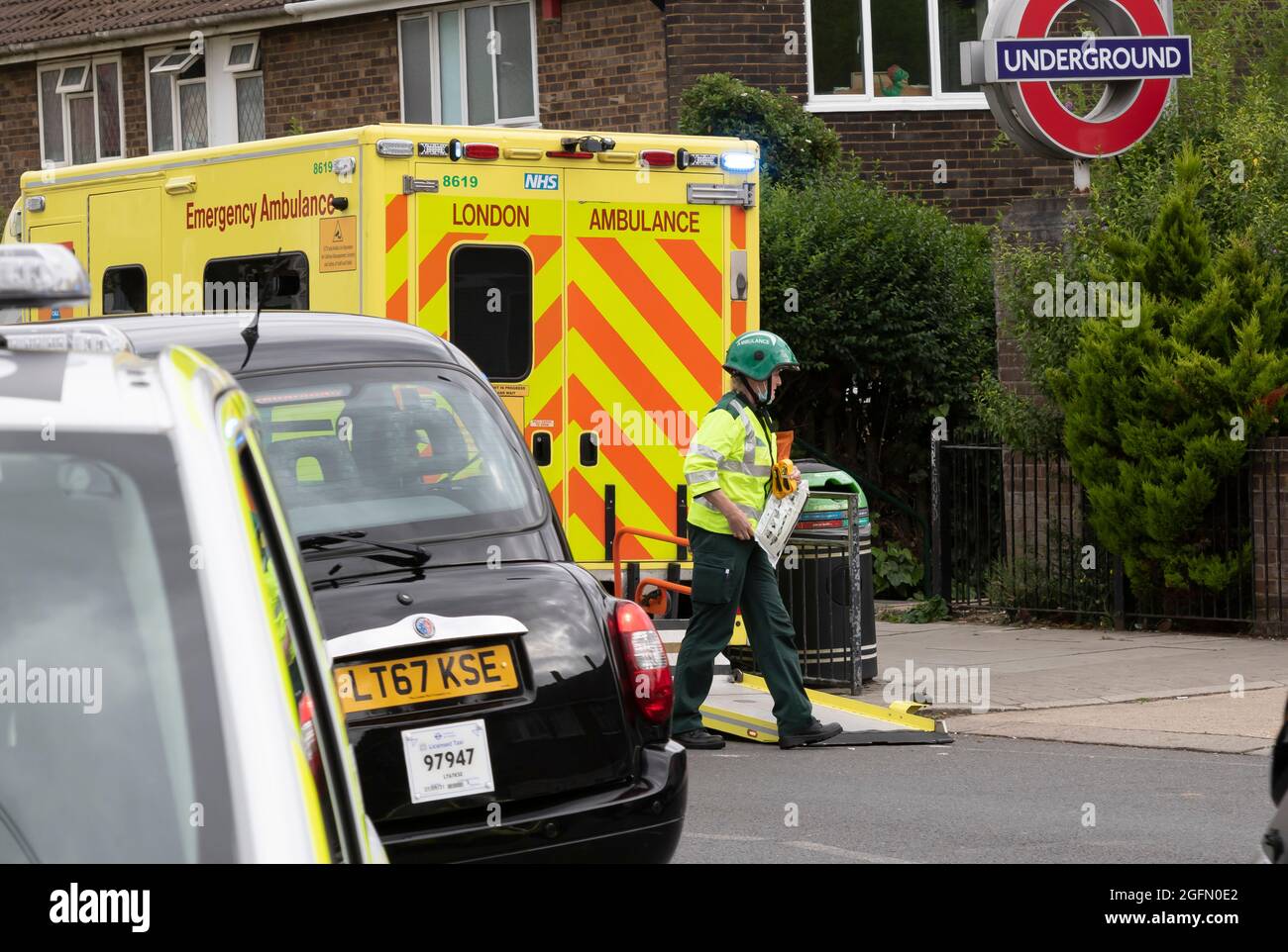 London, England, UK. 26th Aug, 2021. Emergency Services seen outside Dollis Hill Station after a person is hit by a train. (Credit Image: © Martin Evans/ZUMA Press Wire) Stock Photo