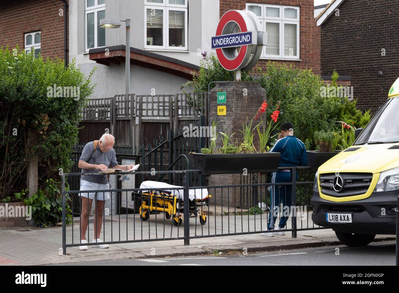 London, England, UK. 26th Aug, 2021. A stretcher used by emergency