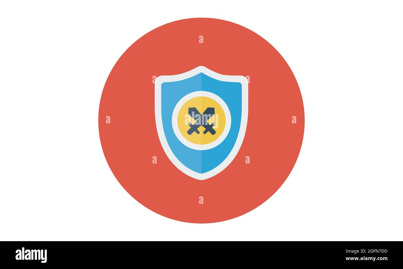 vector shield icon, flat design best shield icon, sword icon conception with shield icon Stock Vector