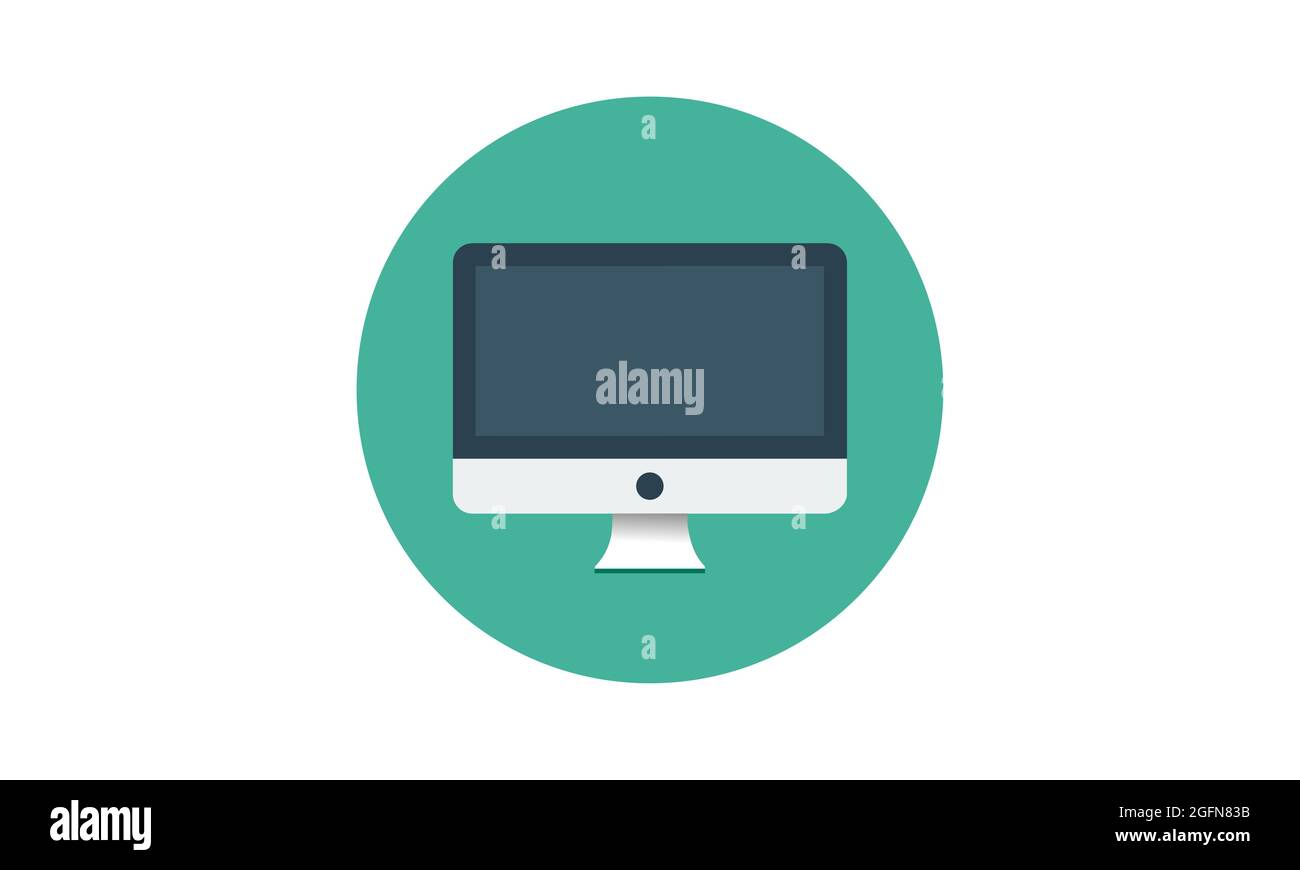 Vector computer monitor icon design. Flat PC screen symbol Stock Vector