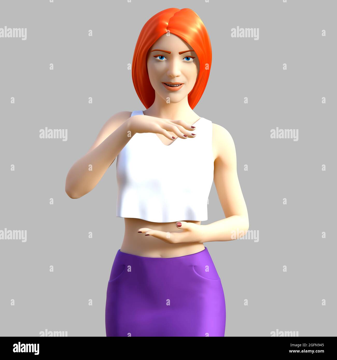 3d Rendering Anime Teenager Girl Purple Stock Illustration 1833439696