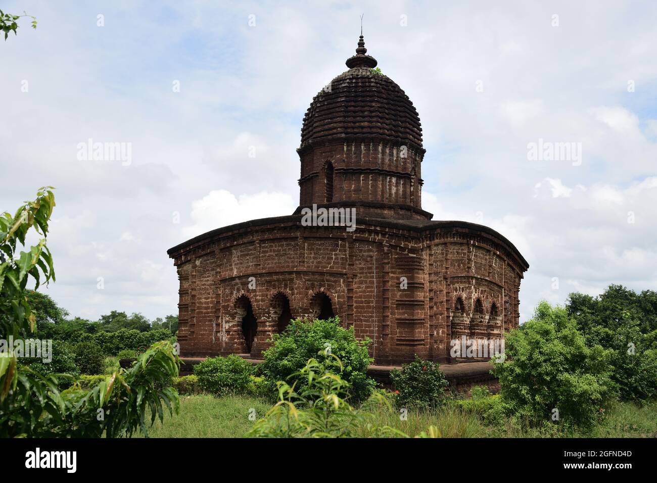 Jormandir Group of Temple (one of three). Ekratna laterite made temple built by Malla king Gopal Sinha in 1726 CE. It is square on plinth constructed Stock Photo