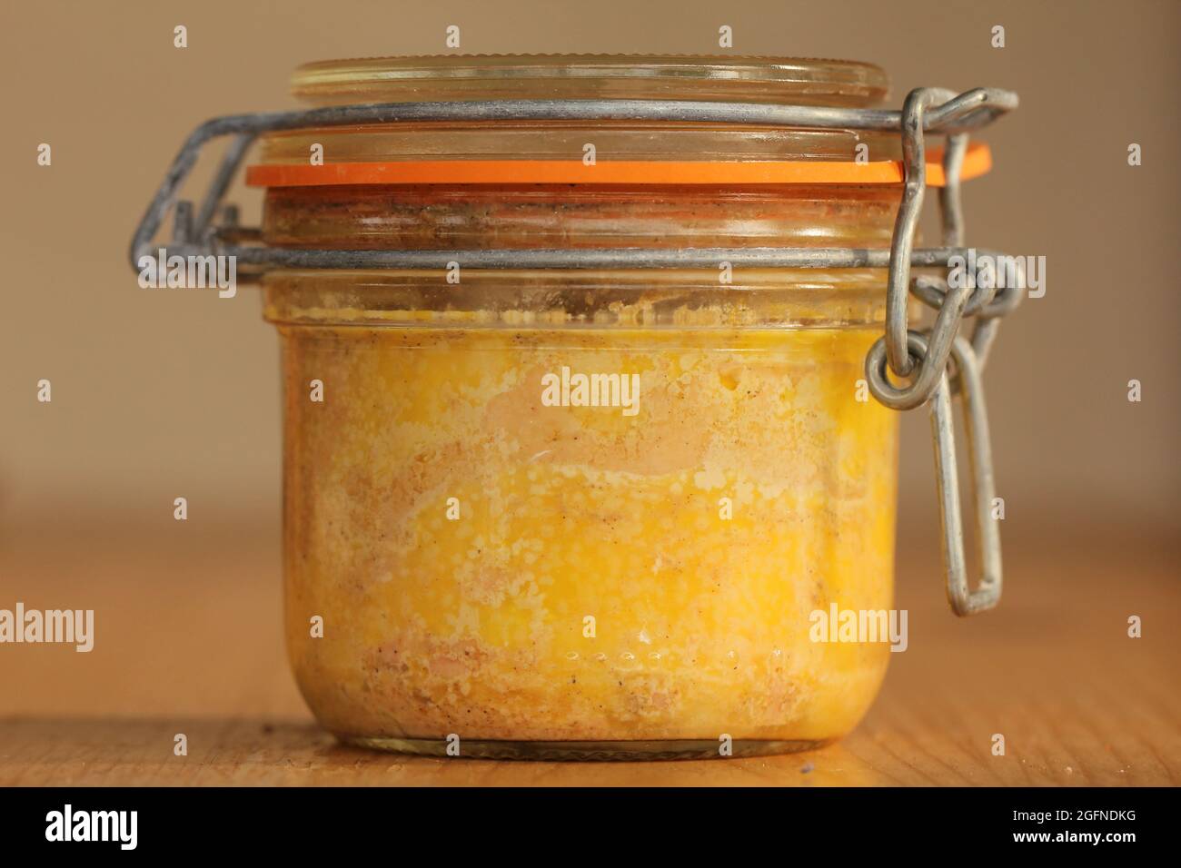 Foie gras in a jar, goose liver Stock Photo Alamy