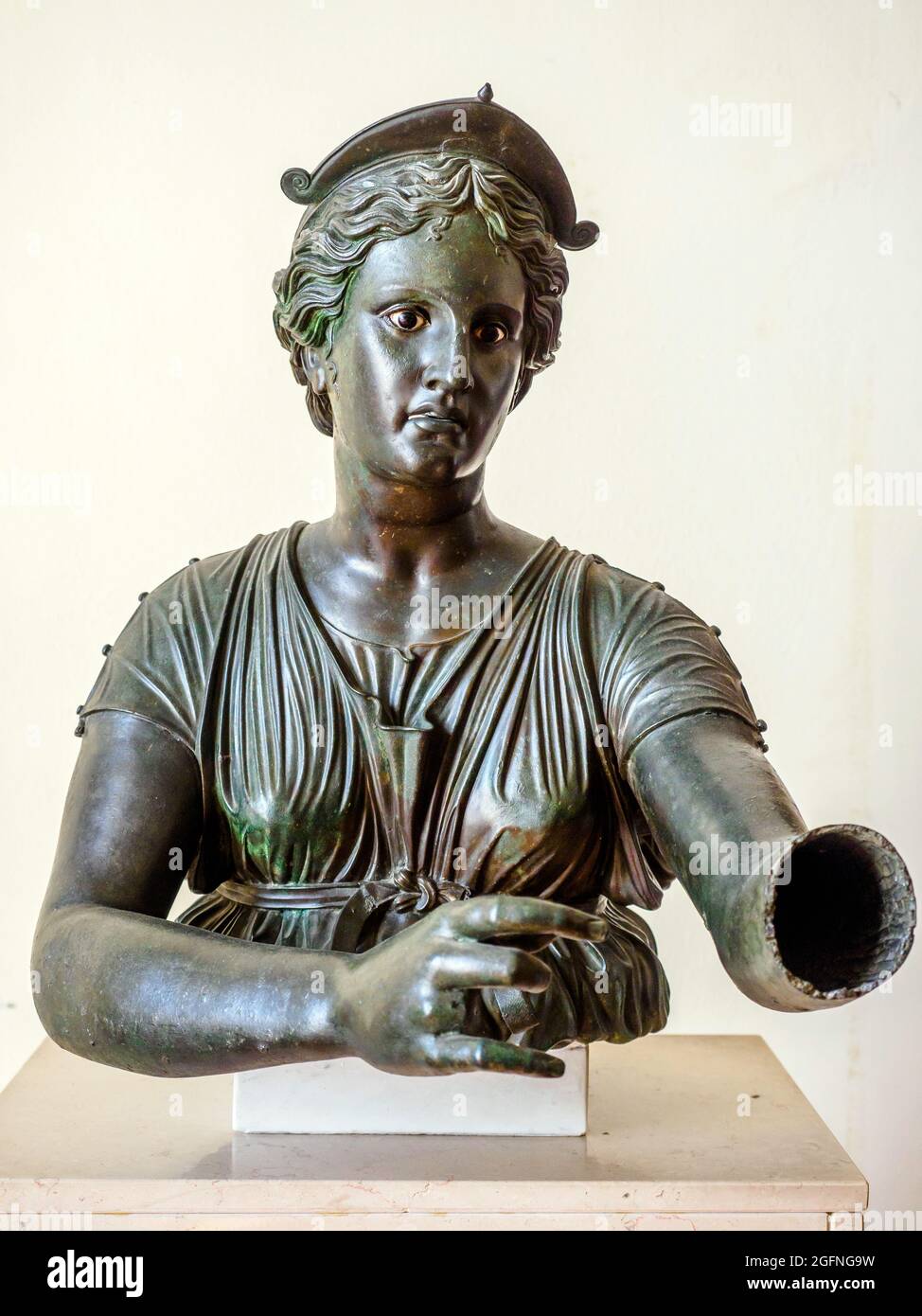 Bust of Artemis from the temple of Apollo in Pompeii - Bronze - 2nd century BC Stock Photo