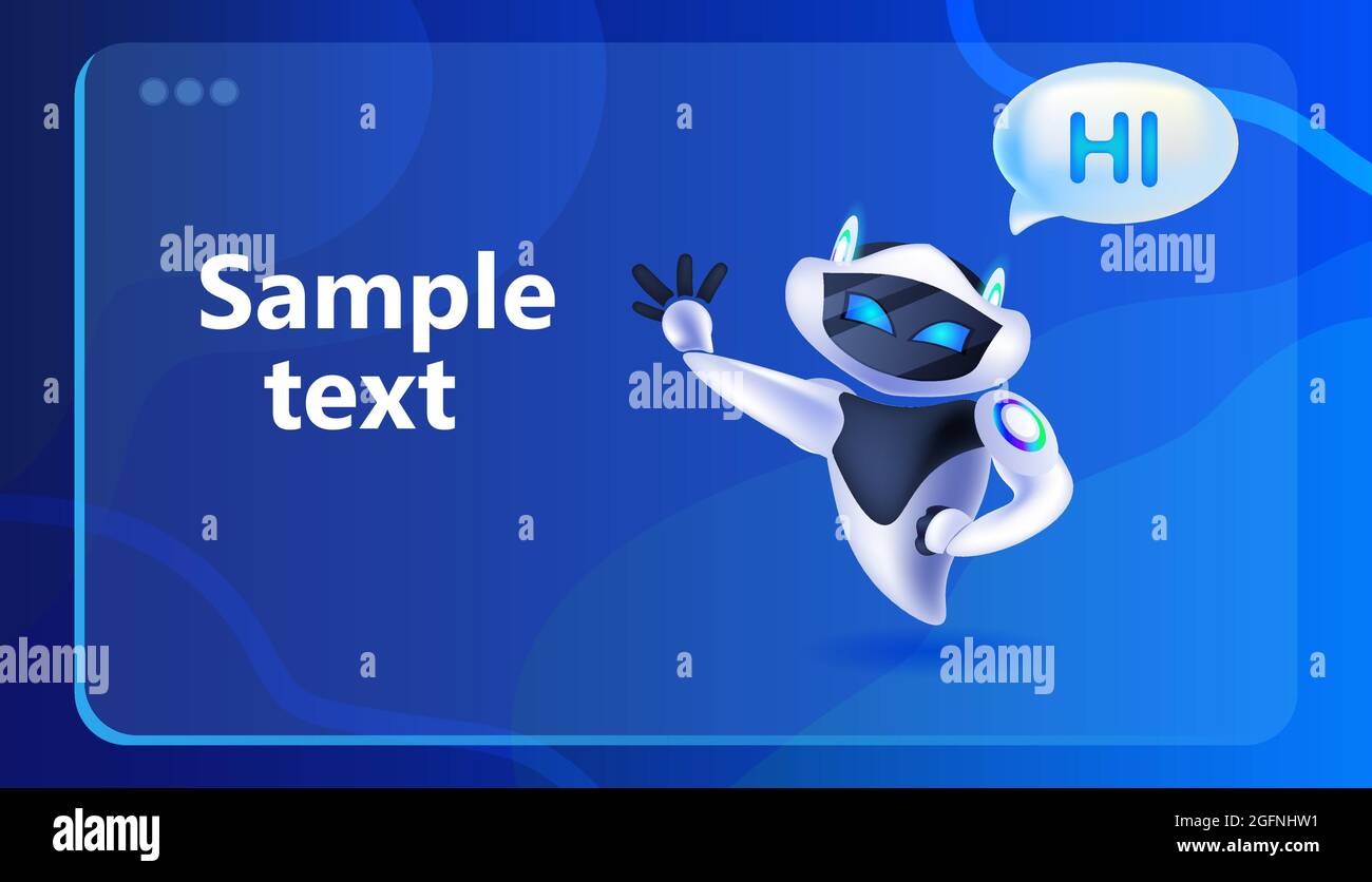 robot cyborg with hi speech chat bubble communication chatbot customer ...