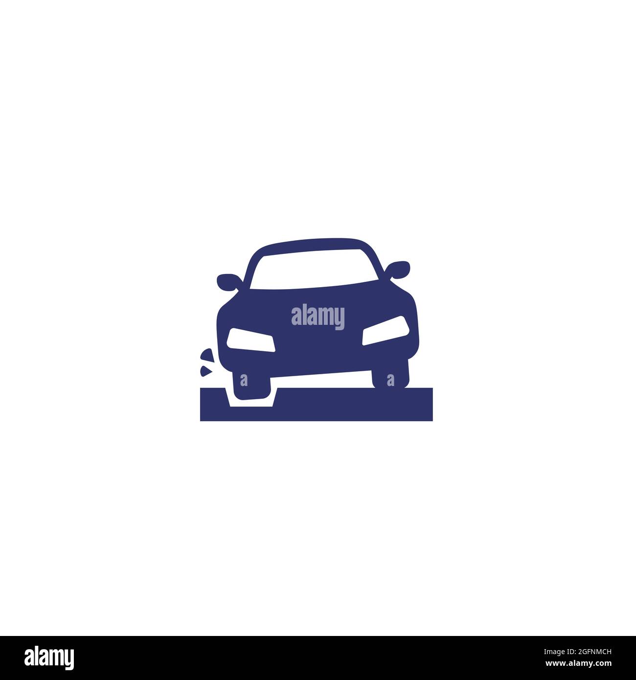 pothole icon with a car Stock Vector