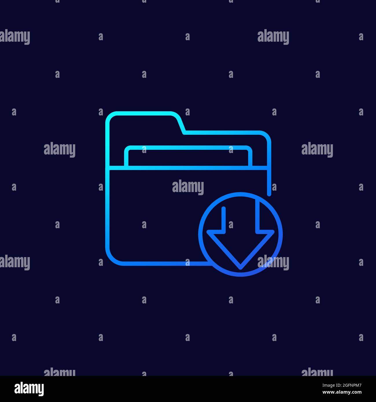 download folder line icon, vector Stock Vector