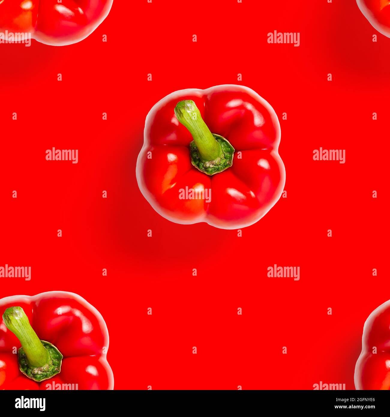 seamless pattern of bulgarian red pepper on red background. wallpaper ...