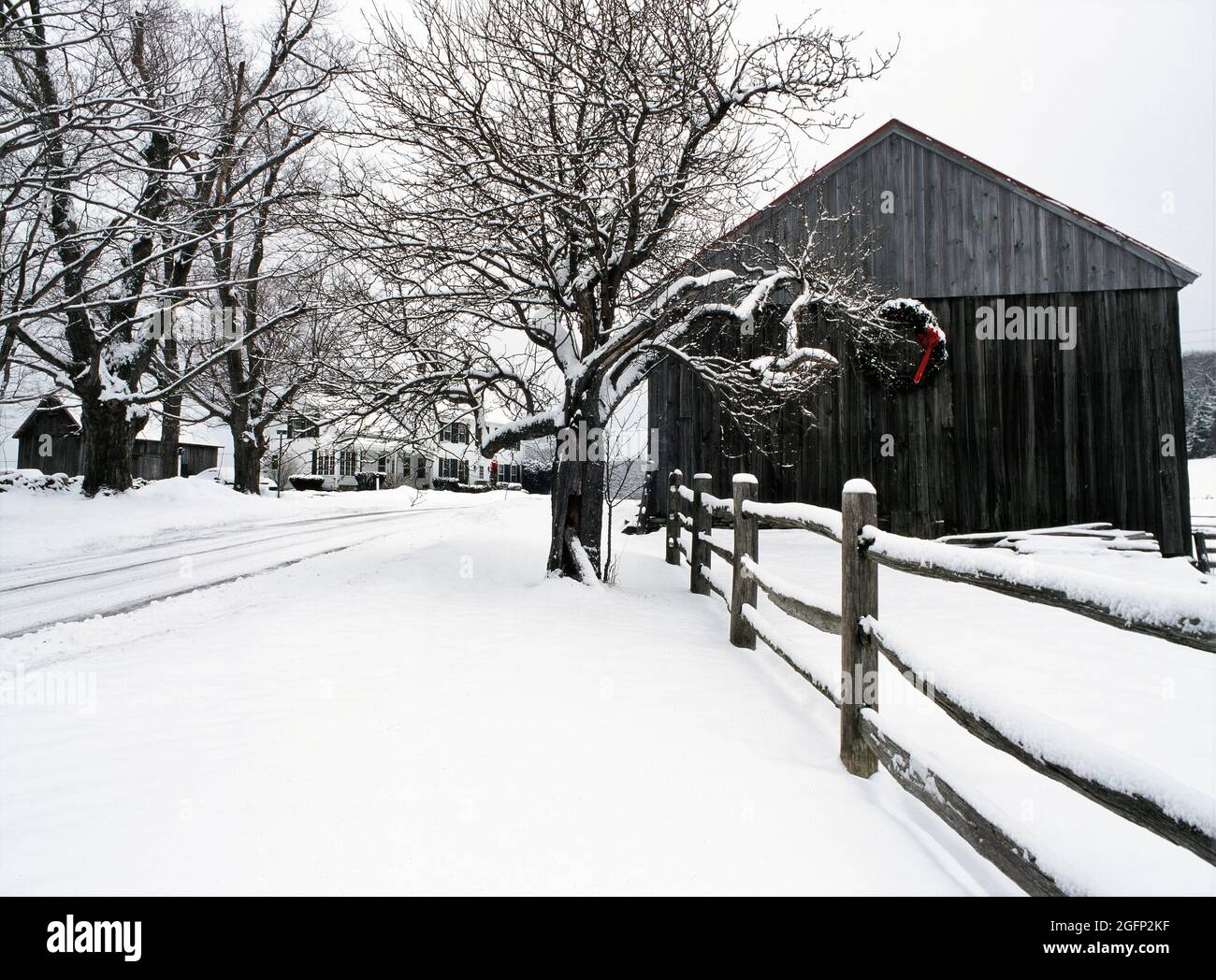 Vermont farm winter landscape Stock Photo
