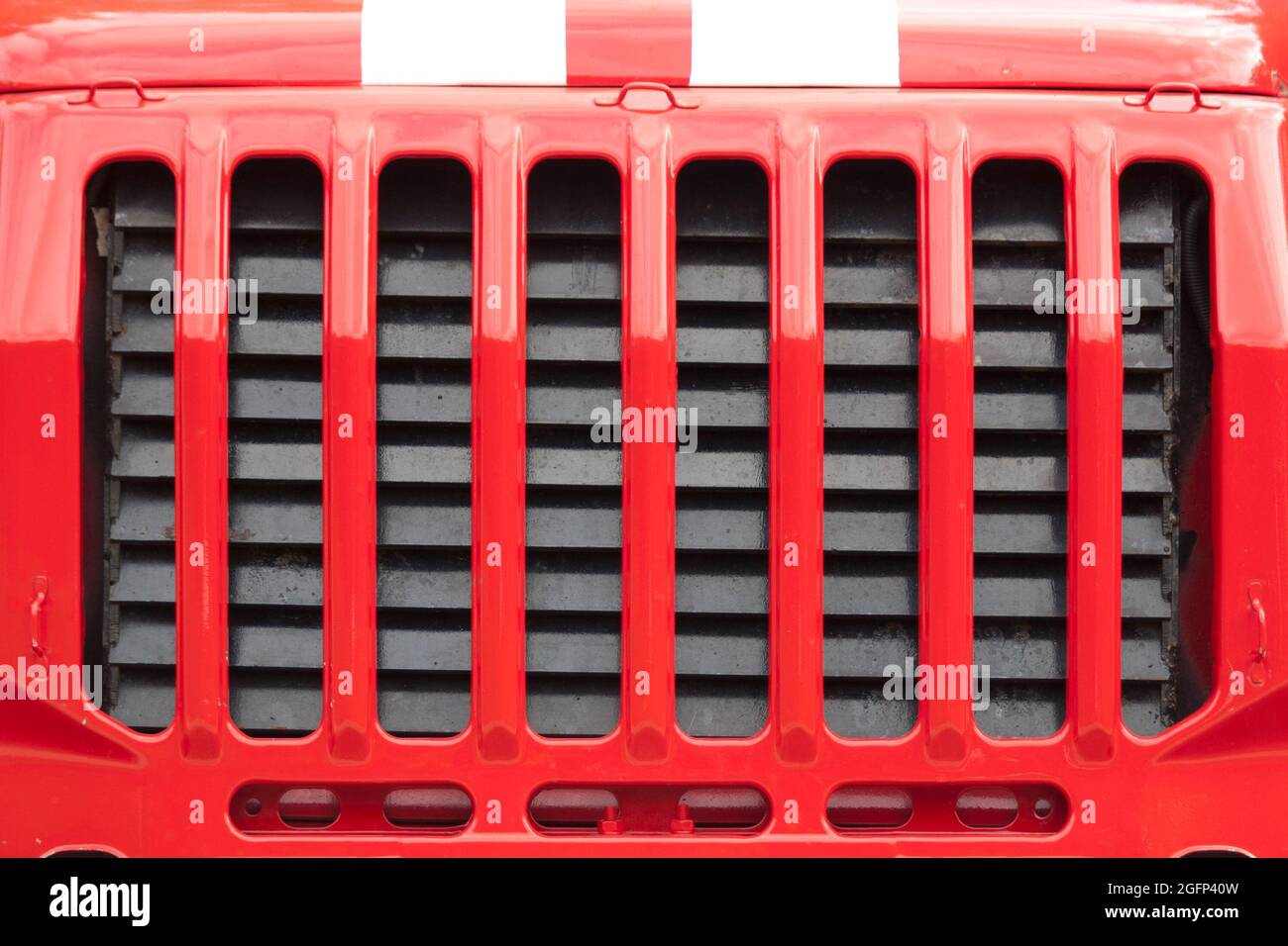 Car radiator grille fire close-up shot Stock Photo - Alamy