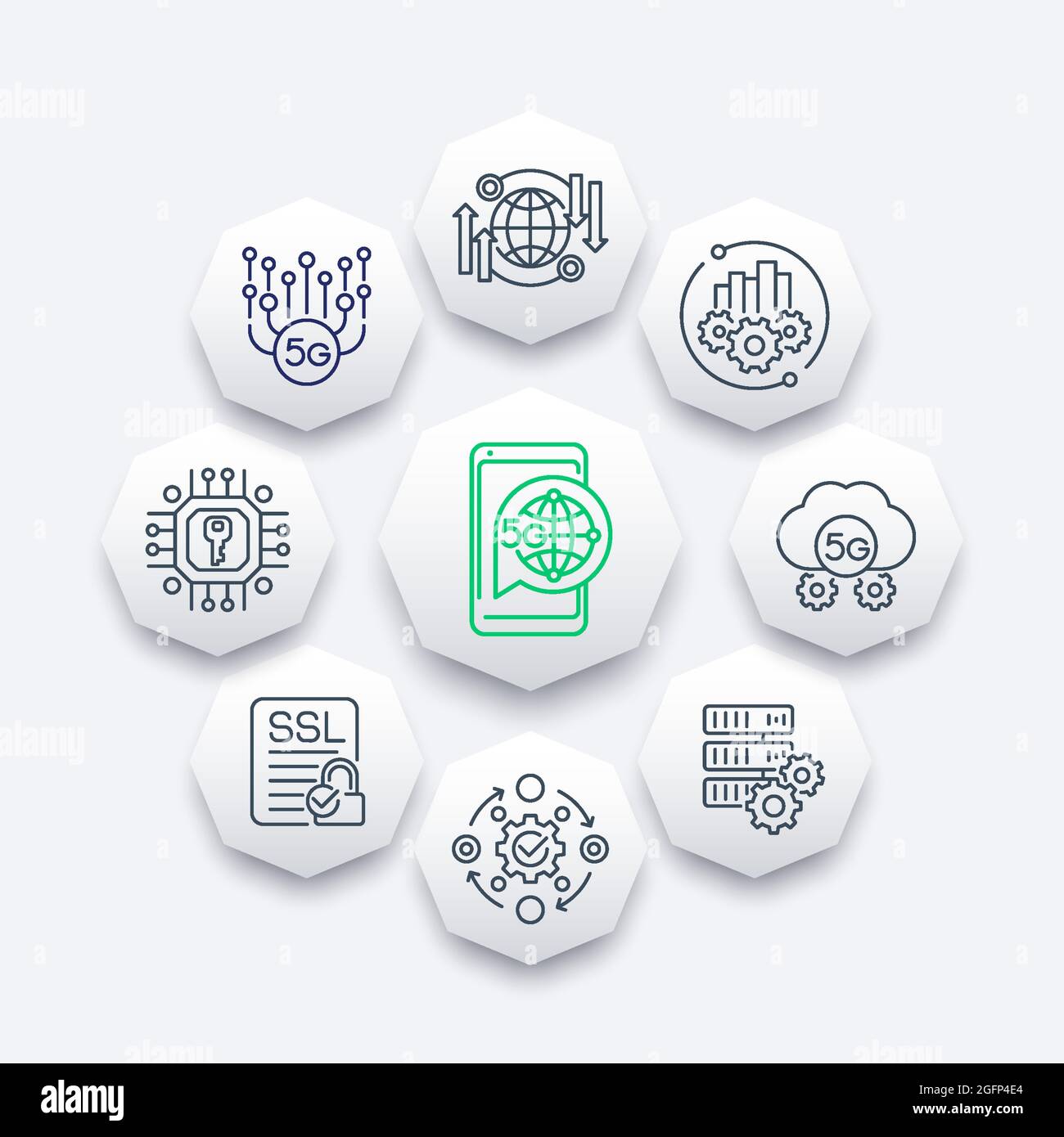 5G network technology line icons, vector design Stock Vector Image ...