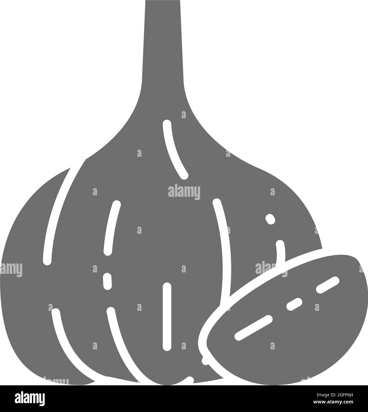 Garlic, spice grey icon. Isolated on white background Stock Vector
