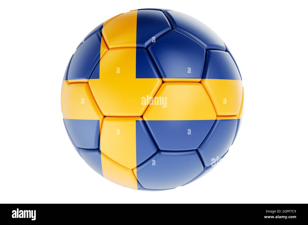 Soccer ball or football ball with Swedish flag, 3D rendering isolated on white background Stock Photo