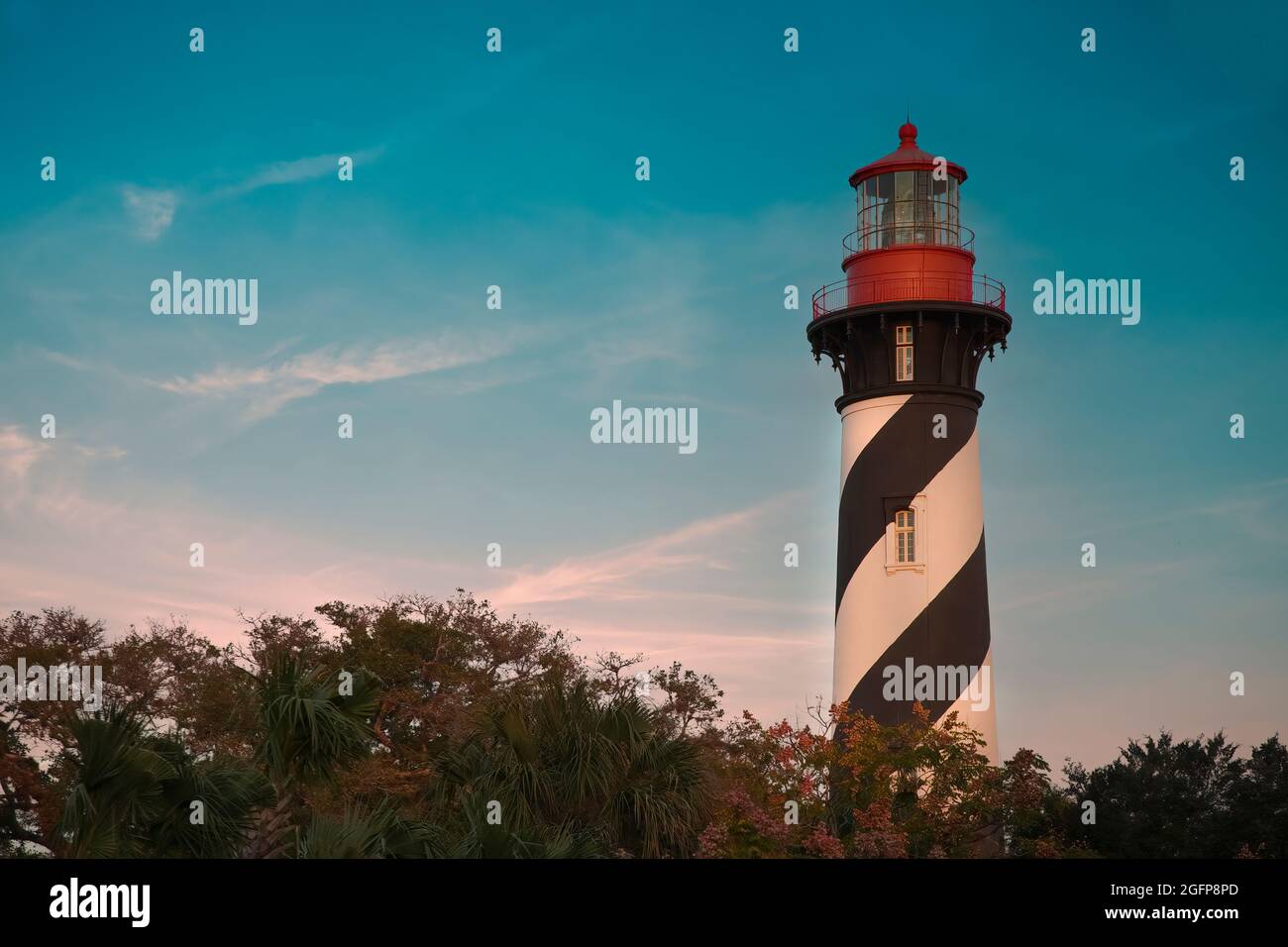 Morning light on St Augustine Lighthouse and Museum St Augustine Florida 165 feet tall built 1871-1874 Stock Photo