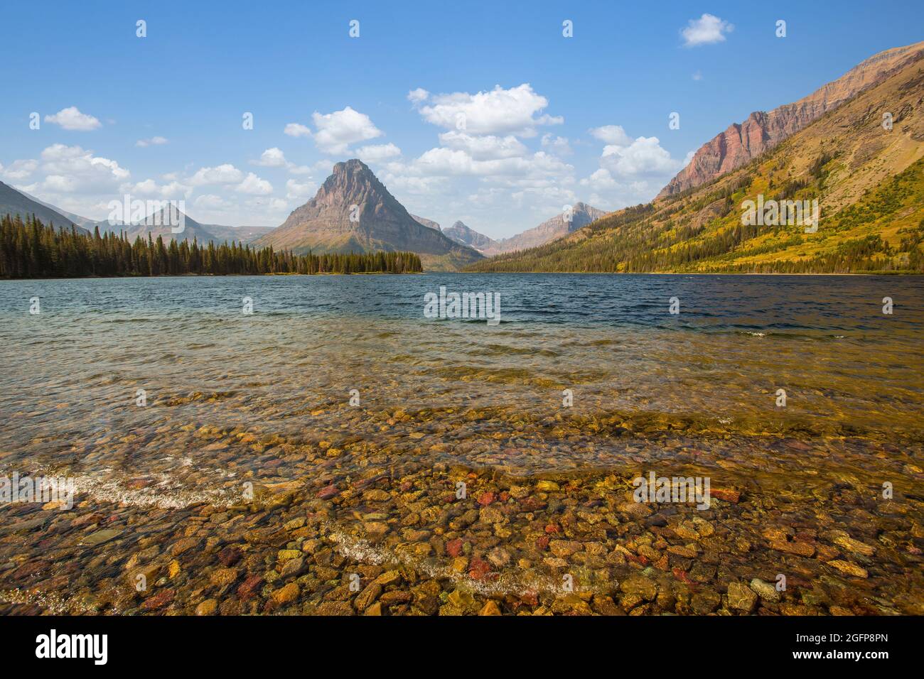 Two Medicine Lake in Glacier National Park in the Rocky Mountains of Montana Stock Photo