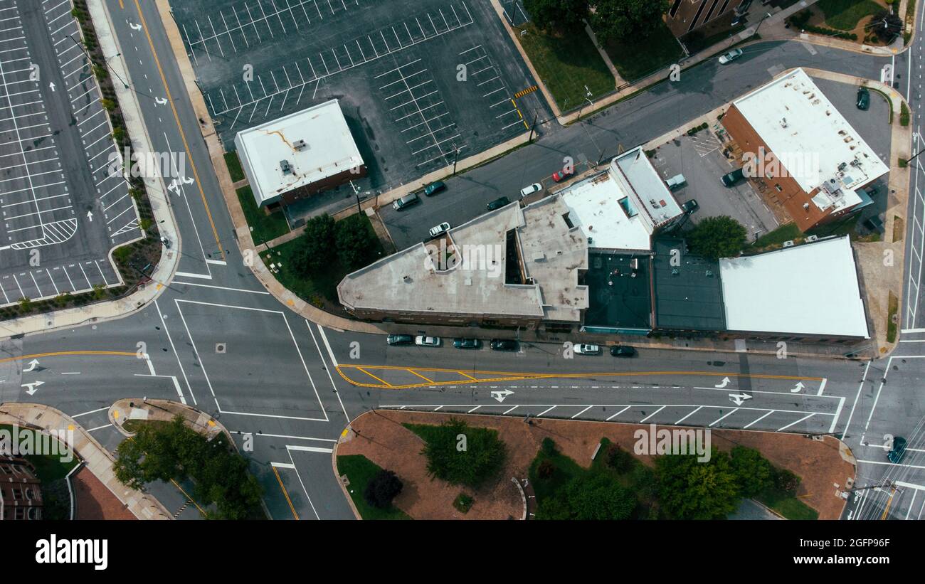 Aerial view of a street in Greensboro, North Carolina Stock Photo - Alamy