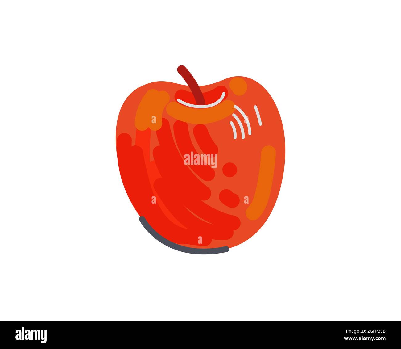 Red apple hand drawn. Fresh fruit icon drawing isolated vector illustration Stock Vector
