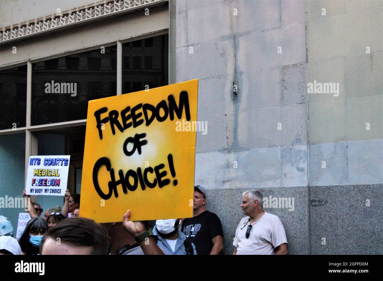 New York, NY. USA August 25th 2021 Around 1000 people gathered for NYC COVID Vaccine Mandate Protest In NYC, The group included members of New York City teachers and school union employees they gathered outside the mayor's office to protest a vaccine mandate announced by the city health and education departments this week. Credit: Mark Apollo/Alamy Live News Stock Photo