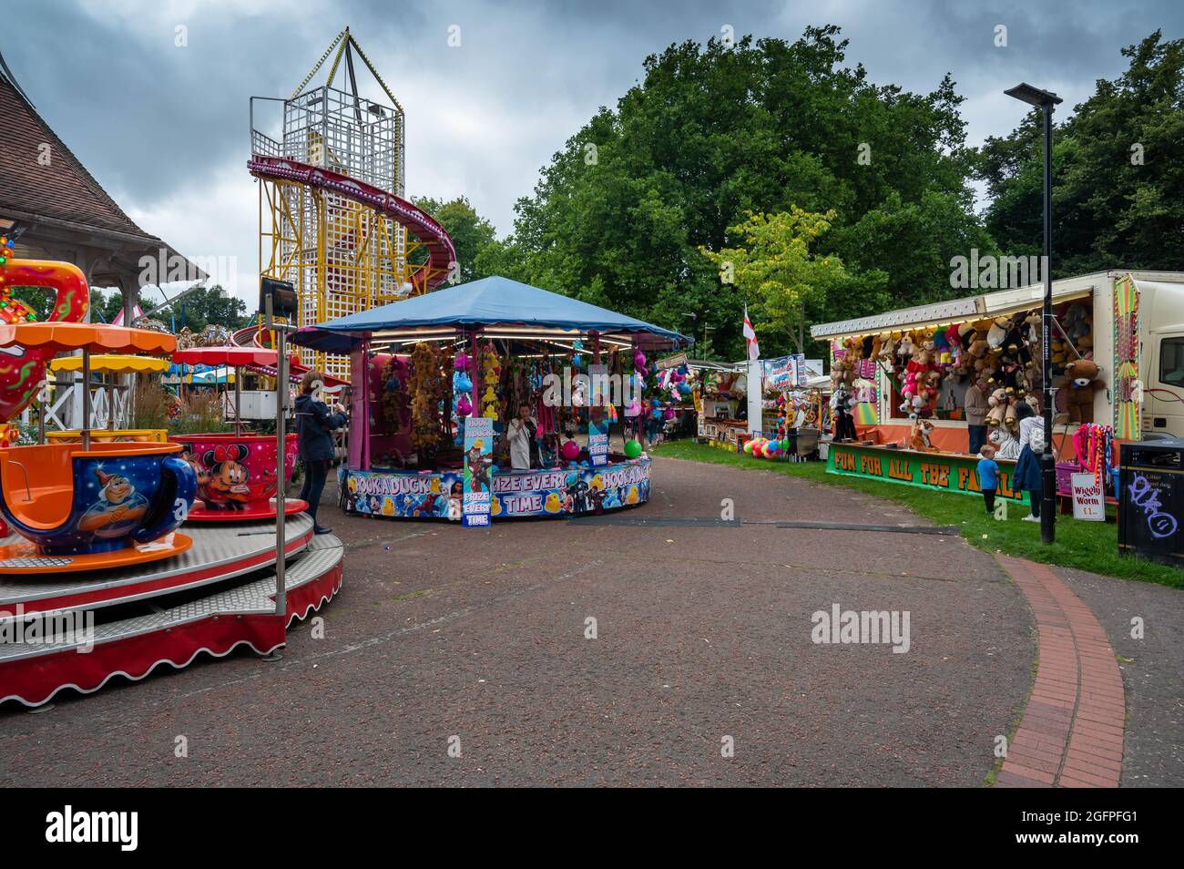 Mobile funfair held every year in Chapel field gardens in Norwich Norfolk Stock Photo