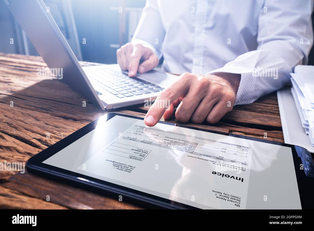 E Invoice Accounting Software. Finance Audit Or Laptop Stock Photo - Alamy