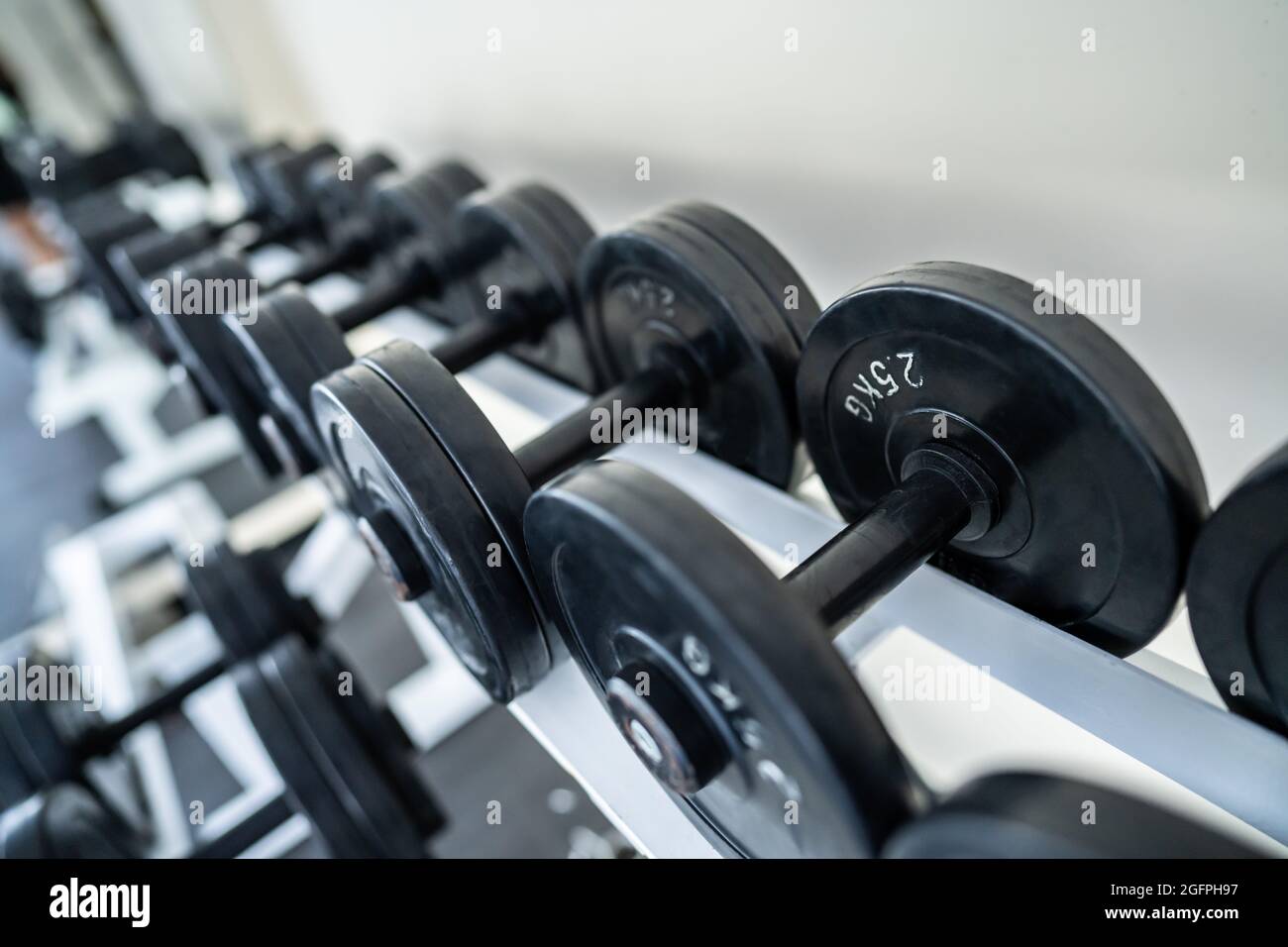 Gym Training Various Iron And Sport Workout Weights Collection Stock Photo