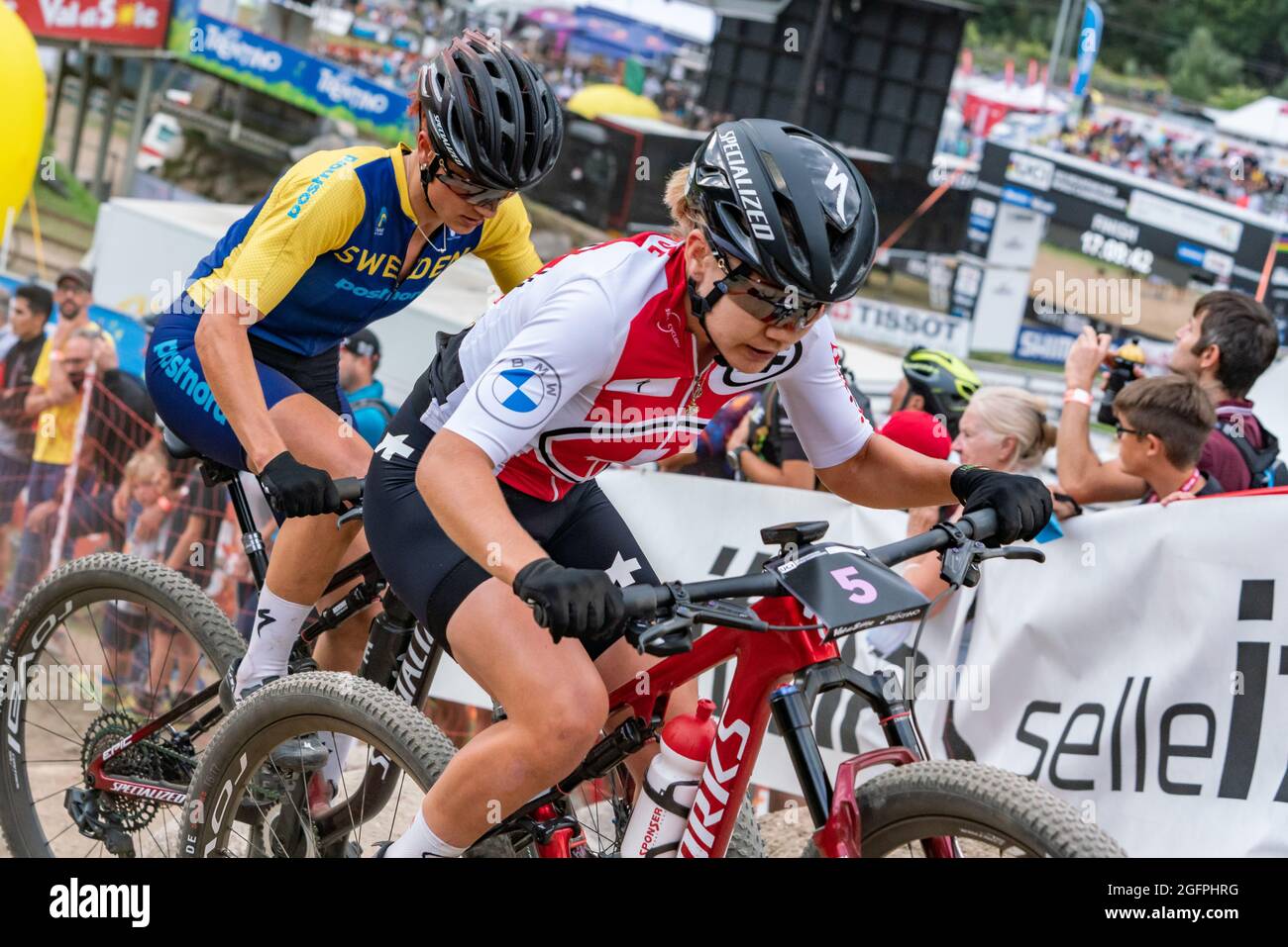 Sina FREI of Switzerland, 1st place elite women, during the Cross Country  Short Track XCC at the 2021 MTB World Championships, Mountain Bike cycling  event on August 26, 2021 in Val Di