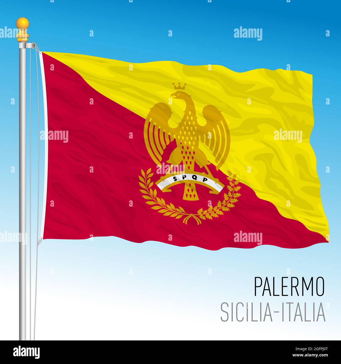 Palermo, Sicily, Italy, flag of the city municipality, vector illustration Stock Vector