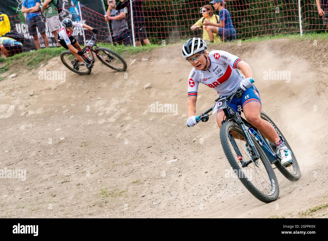 Evie RICHARDS of Great Britain, 2nd place elite women, during the Cross  Country Short Track XCC at the 2021 MTB World Championships, Mountain Bike  cycling event on August 26, 2021 in Val