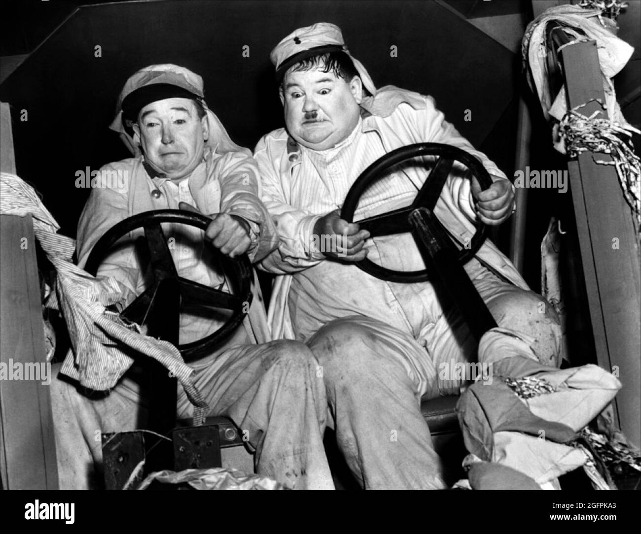 Laurel and Hardy as The Flying Deuces from 1939 Stock Photo