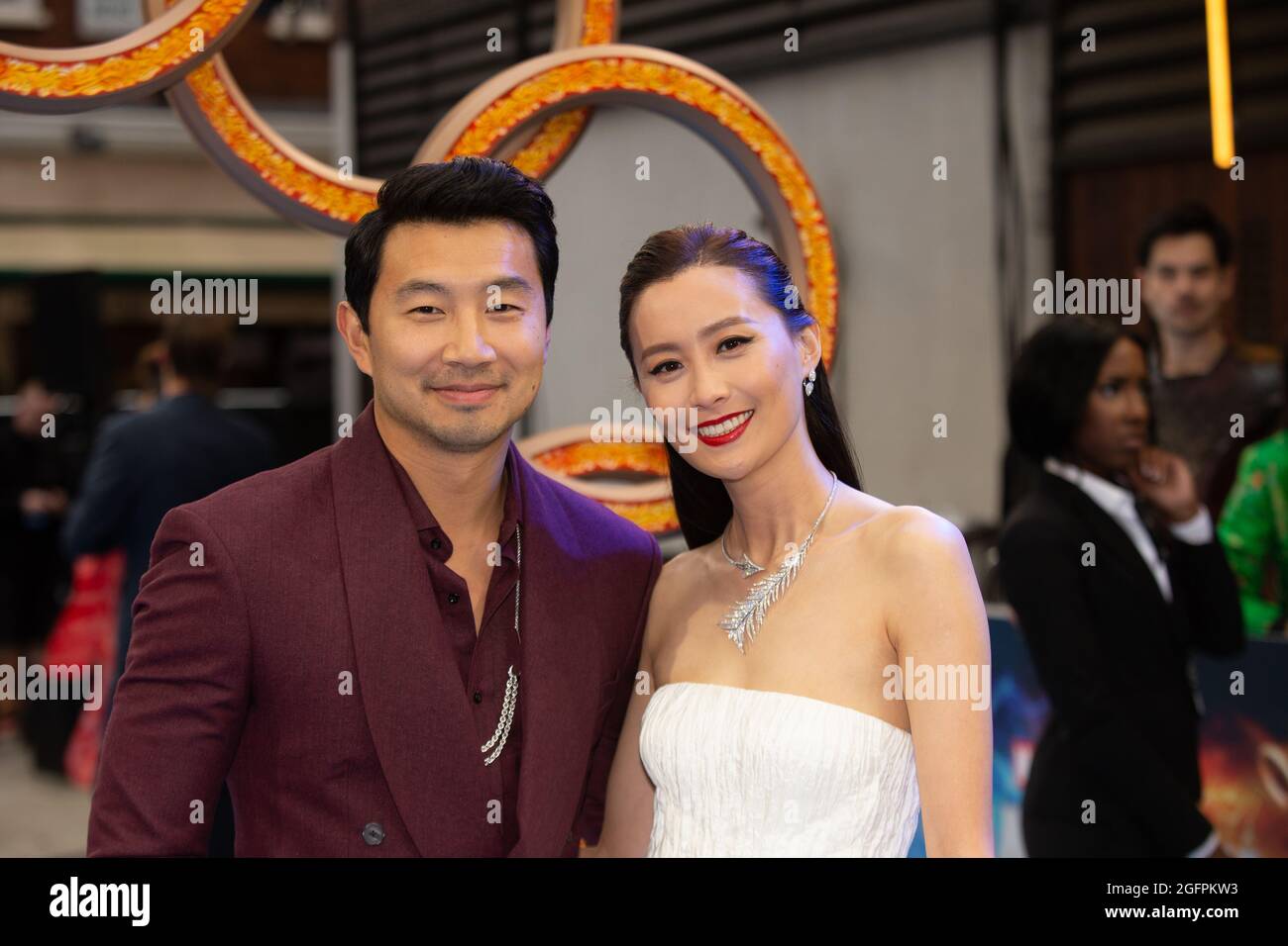 Simu Liu and Fala Chen arriving for the UK premiere of Marvel