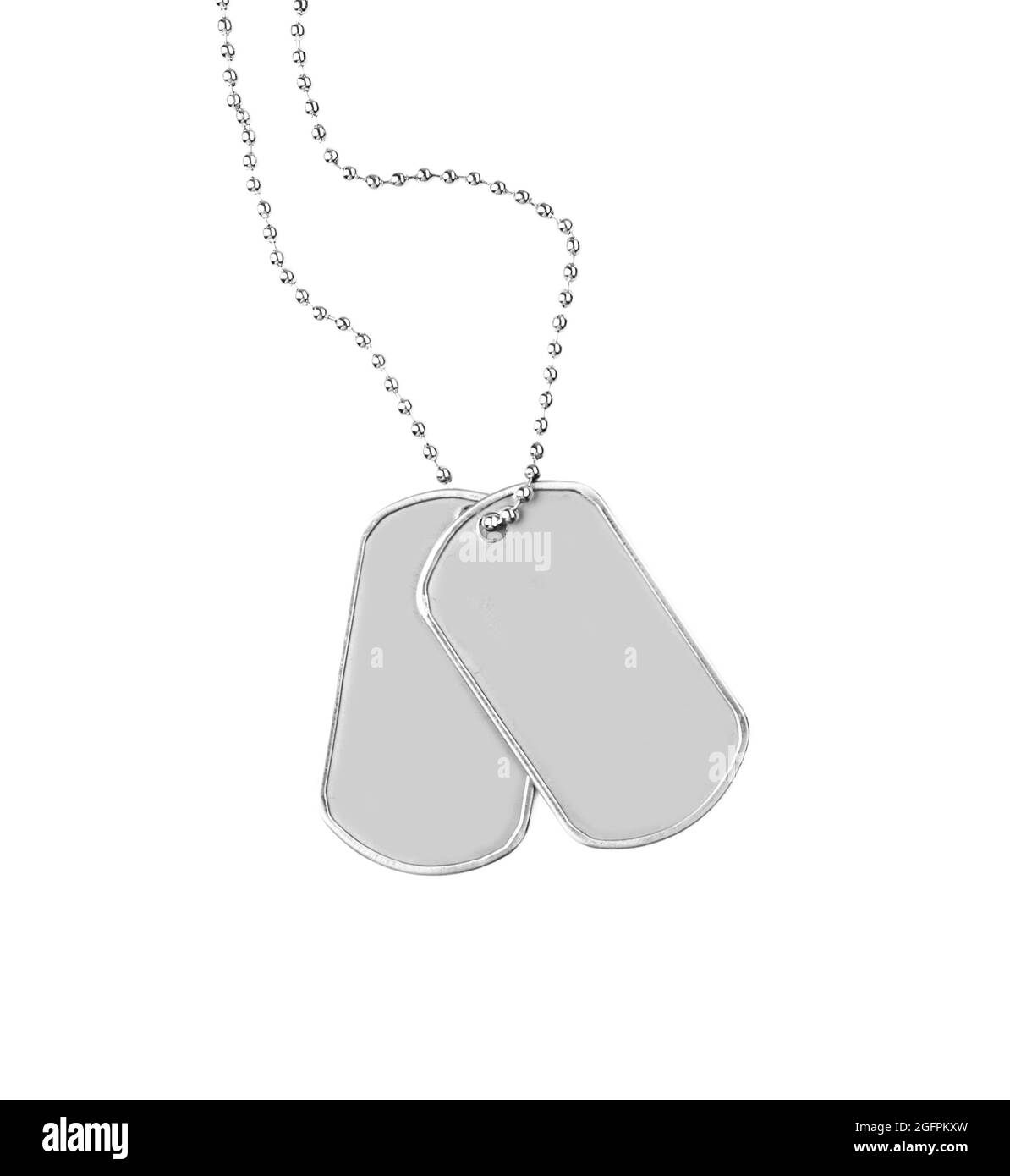Military ID tags, isolated on white Stock Photo Alamy