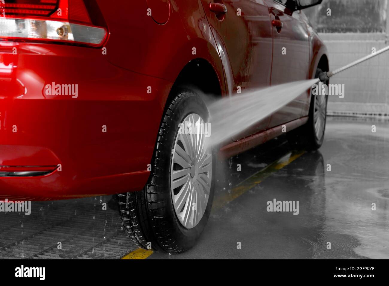 Car in car wash station Stock Photo Alamy